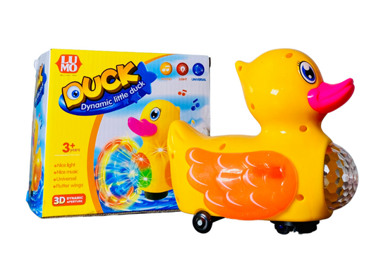 Battery Operated Kids Bump Go Musical Duck Dynamic Little Duck Toy with Music Flashing Lights for Kids