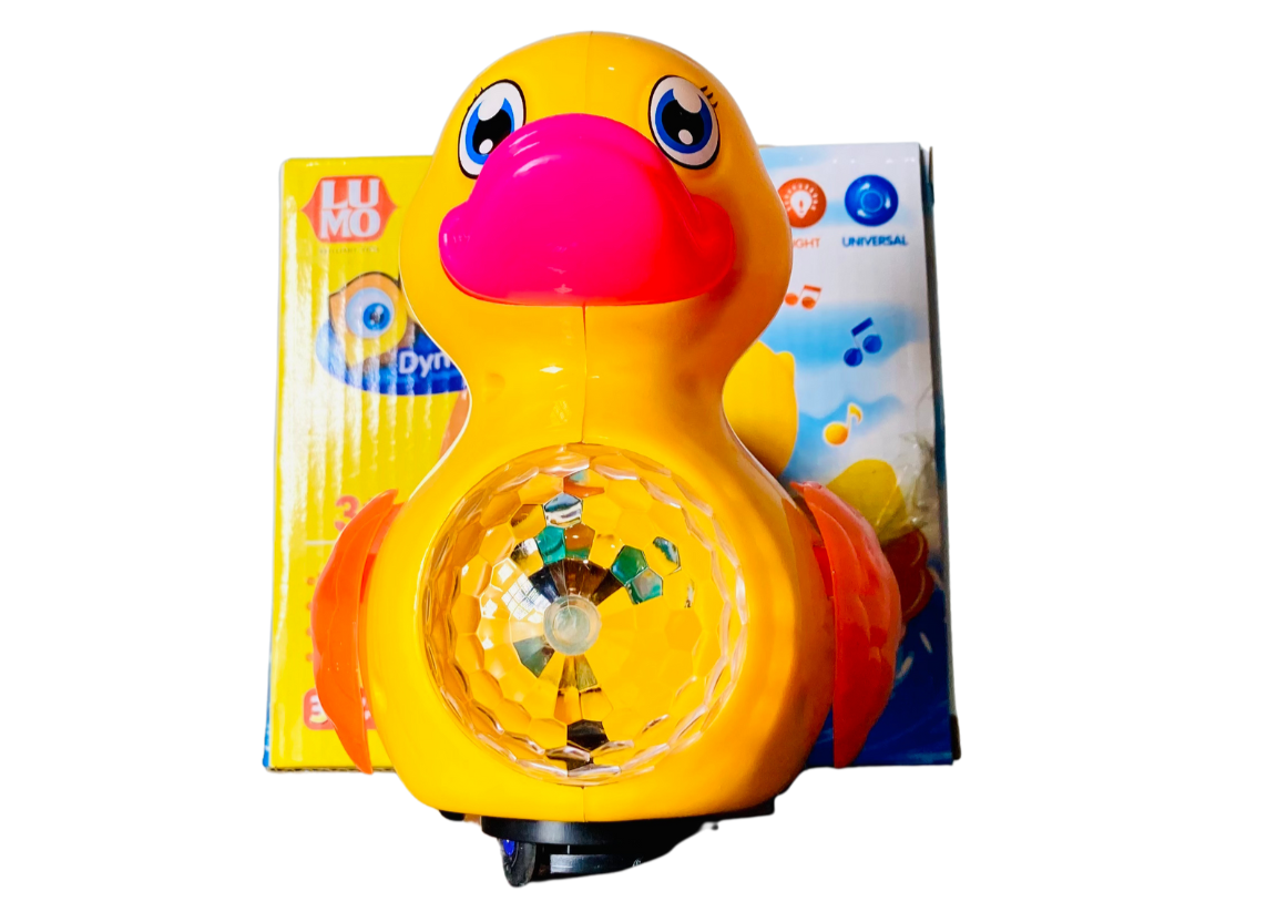 Battery Operated Kids Bump Go Musical Duck Dynamic Little Duck Toy with Music Flashing Lights for Kids