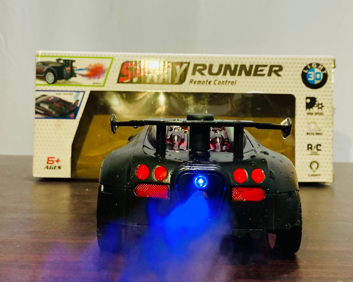 RC Spray Runner Car with Sounds Lights and Smoke-Remote Control Car for Kids