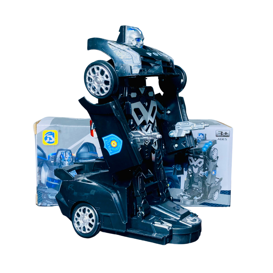 POLICE Venom God Of War Car Transform Robot with Realistic Sound and Lights