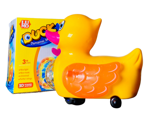 Battery Operated Kids Bump Go Musical Duck Dynamic Little Duck Toy with Music Flashing Lights for Kids