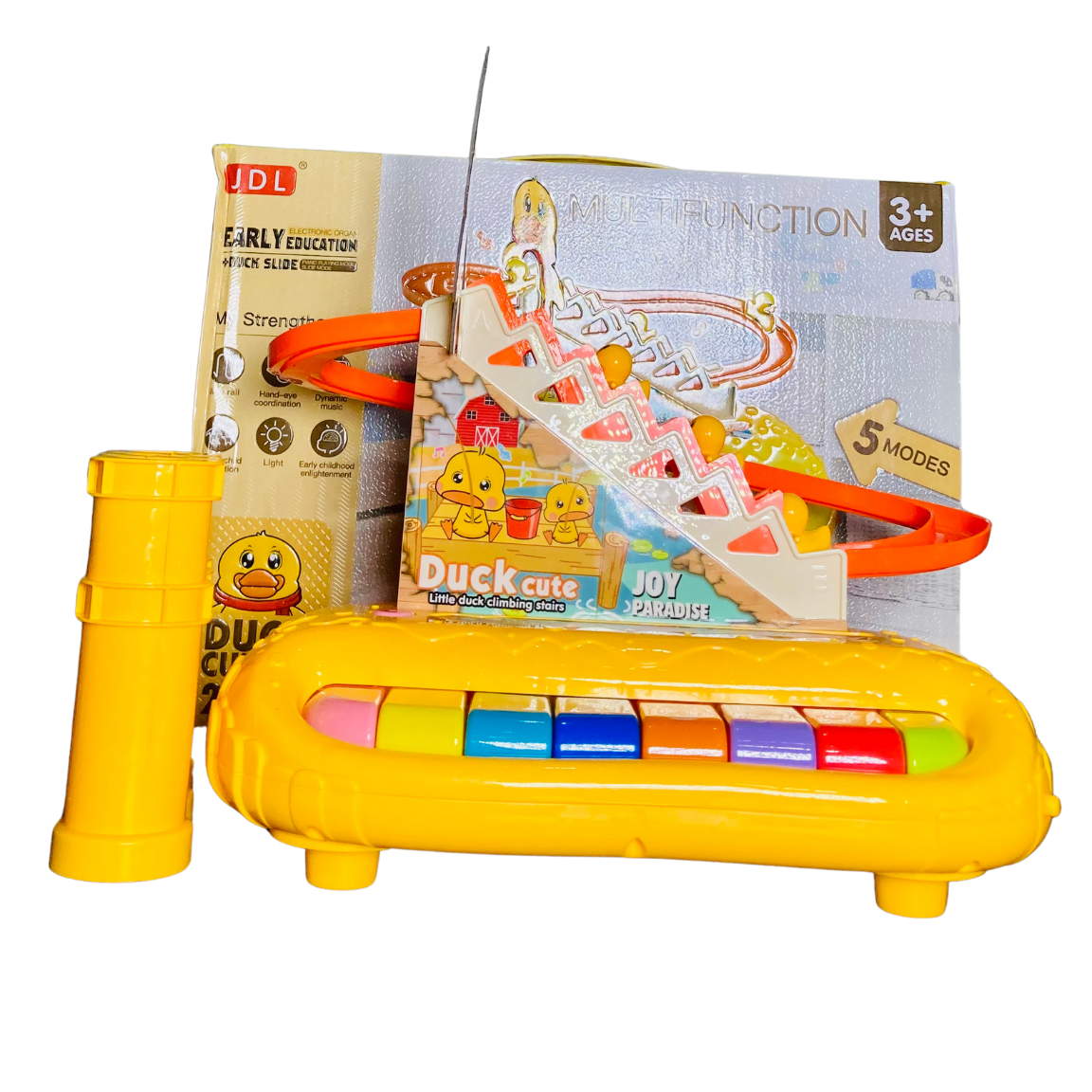 2 in 1 Multifunction Early Education Track Duck Slide Piano set 5 Modes