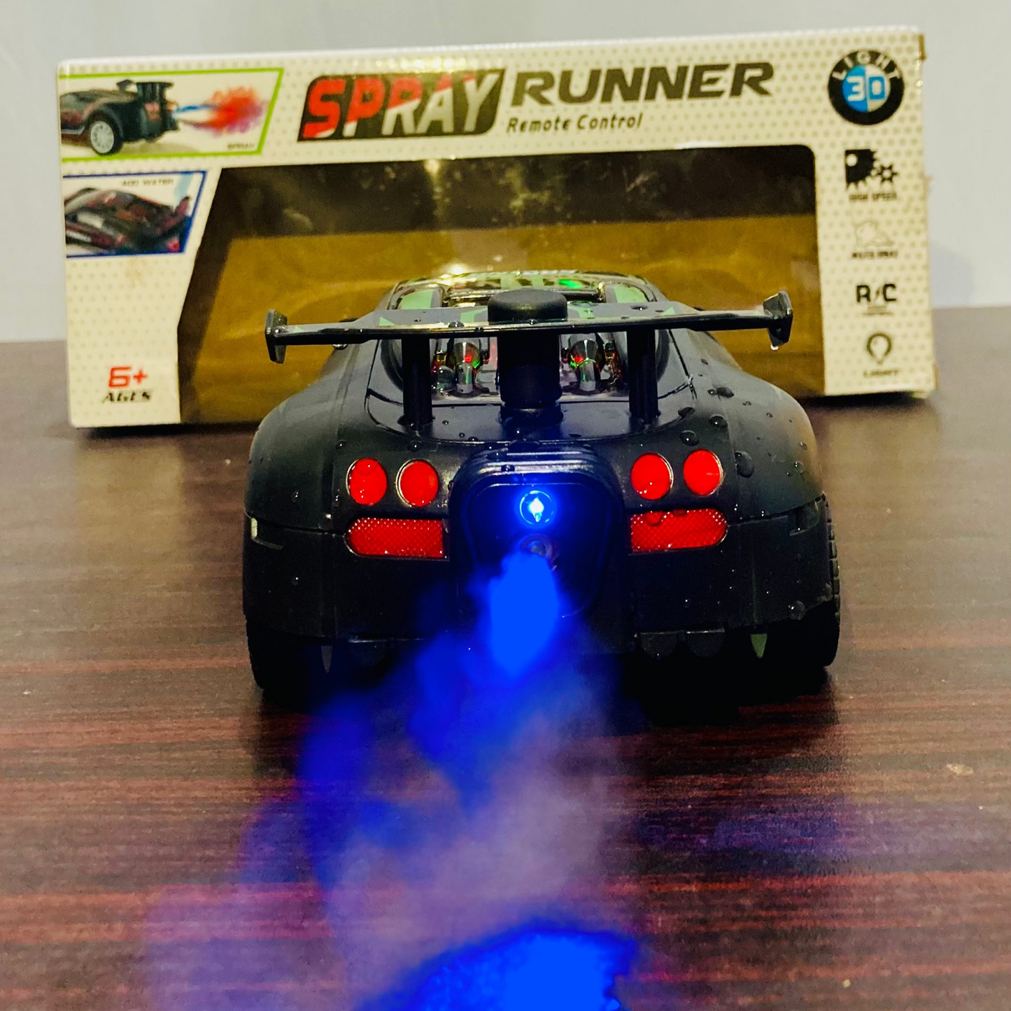 RC Spray Runner Car with Sounds Lights and Smoke-Remote Control Car for Kids