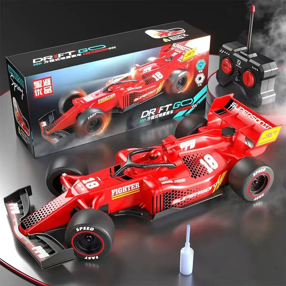 Drift Spray F1 Formula Remote Control Racing Car Rechargeable Multicolor